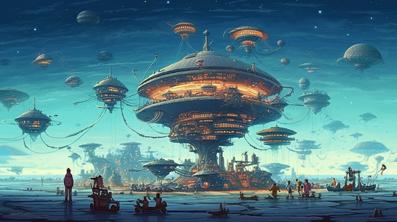 星空飞碟卡通插画手绘背景,插画/手绘图,插画/手绘图库,插画/手绘图下载,插画/手绘